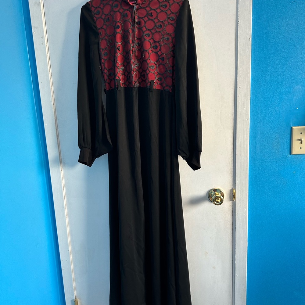 Red and black abaya